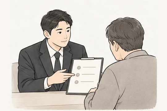 장례지도사가 가족과 함께 확인하는 모습